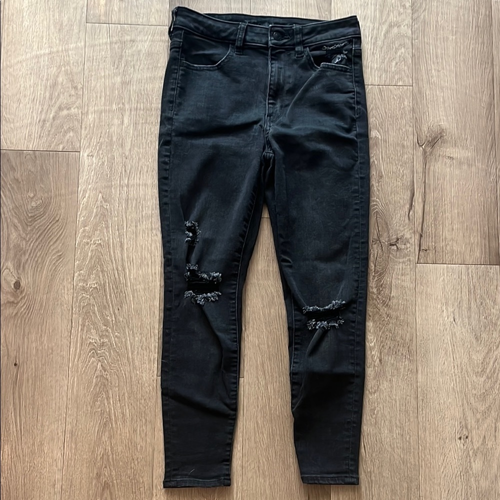 American Eagle Outfitters Black Distressed Jeggings